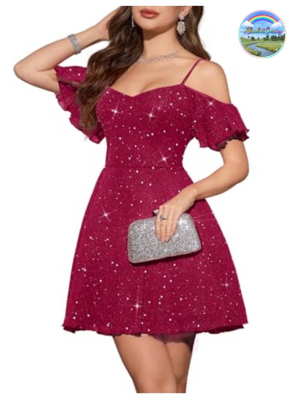 Sparkly Sequin Tulle A-Line Cocktail Dress with Sweetheart Neckline